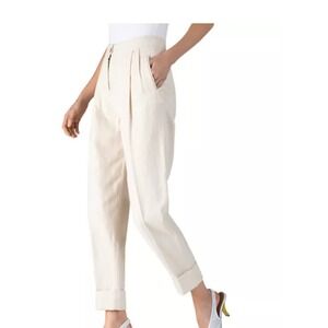 ATM Womens Cotton Linen Blend High Waist Pleated Cuffed‎ Trousers Pants